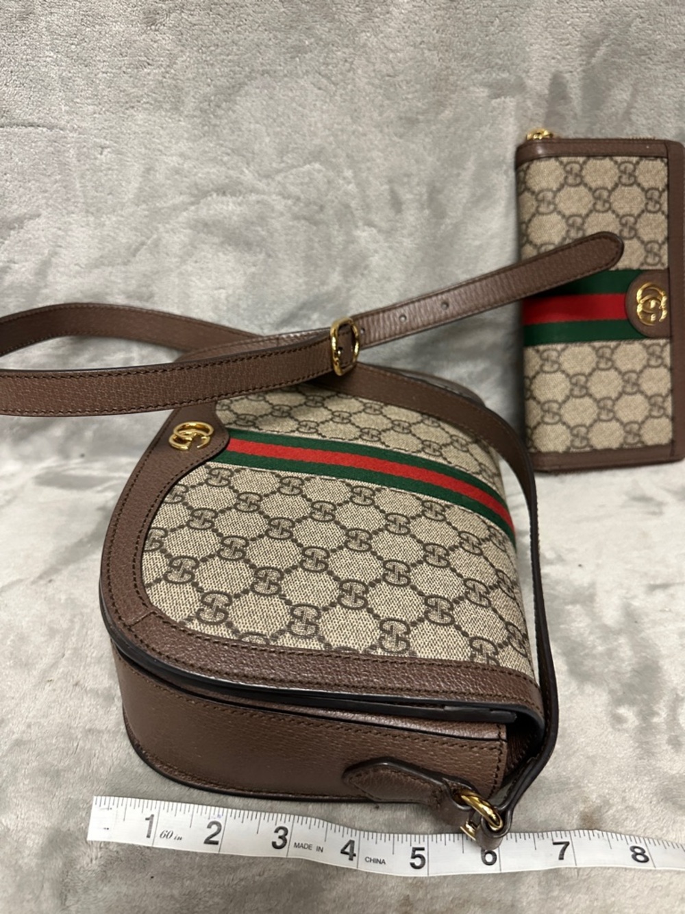 Bundle! Gucci GG Supreme Monogram Web Small Ophidia Flap Bag - Picture 5 of 14